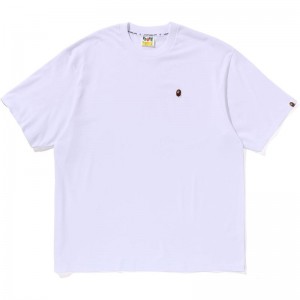 Men Bape Ape Head One Point Relaxed Fit Tee T Shirts White USA | ZM7662262
