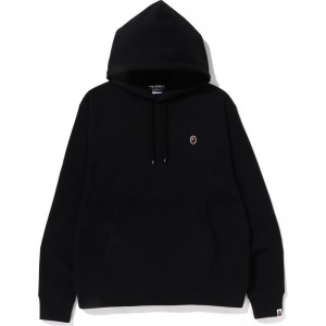 Men Bape Ape Head One Point Relaxed Fit Pullover Hoodie Hoodie Black USA | XU0310030