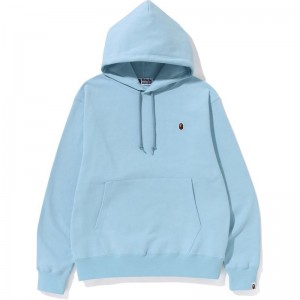Men Bape Ape Head One Point Relaxed Fit Pullover Hoodie Hoodie Sax USA | CL1106816
