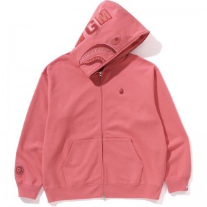 Men Bape Ape Head One Point Shark Zip Hoodie Hoodie Pink USA | NY7240220
