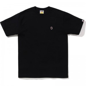 Men Bape Ape Head One Point Tee T Shirts Black USA | KN2155415