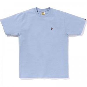 Men Bape Ape Head One Point Tee T Shirts Sax USA | QL9828388