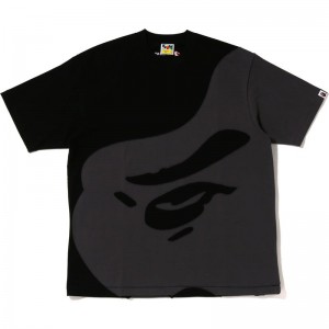 Men Bape Ape Head Patch Oversized Tee Cut And Sewn Black USA | WK6193913