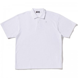 Men Bape Ape Head Towelling Polo T Shirts White USA | WB2051301