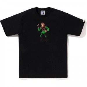Men Bape Ape Tee T Shirts Black USA | BT5195815