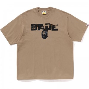 Men Bape Army Relaxed Fit Tee T Shirts Beige USA | BQ0983193