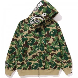 Men Bape Art Camo Shark Hoodie Hoodie Green USA | RM3686266