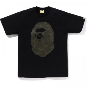 Men Bape Asia Camo Big Ape Head Tee T Shirts Black USA | XA6419349