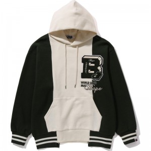 Men Bape Badges Color Blocking Pullover Hoodie Hoodie White USA | XB1867287
