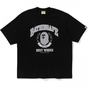 Men Bape Bathing Ape Relaxed Fit Tee T Shirts Black USA | FO4187817
