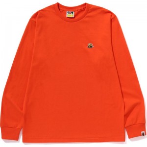 Men Bape Bee One Point L/S Tee T Shirts Orange USA | ZI1358338