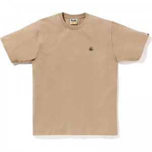 Men Bape Bee One Point Tee T Shirts Beige USA | GB0052702