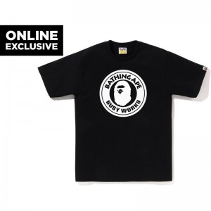 Men Bape Bicolor Busy Works Tee Bapec T Shirts Black USA | VE3680060