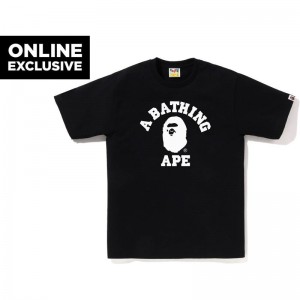 Men Bape Bicolor College Tee Bapec T Shirts Black USA | ID0946596