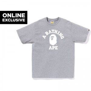 Men Bape Bicolor College Tee Bapec T Shirts Grey USA | GA8212422
