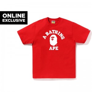 Men Bape Bicolor College Tee Bapec T Shirts Red USA | NJ3818288