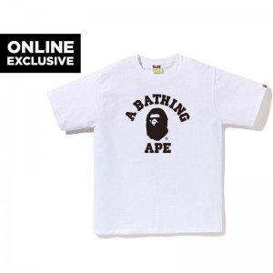 Men Bape Bicolor College Tee Bapec T Shirts White USA | BI8290520