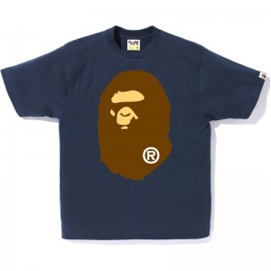 Men Bape Big Ape Head Tee T Shirts Navy USA | GQ6187217