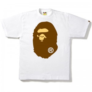Men Bape Big Ape Head Tee T Shirts White USA | GP9861381
