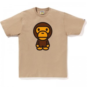 Men Bape Big Baby Milo Tee T Shirts Beige USA | JI5795475