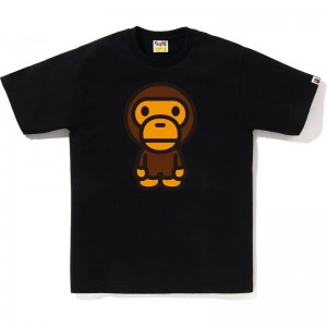 Men Bape Big Baby Milo Tee T Shirts Black USA | PB2364434