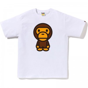 Men Bape Big Baby Milo Tee T Shirts White USA | UH2771671