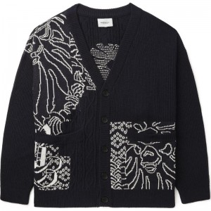 Men Bape Black Logo Cardigan Knitwear Black USA | EL3327737