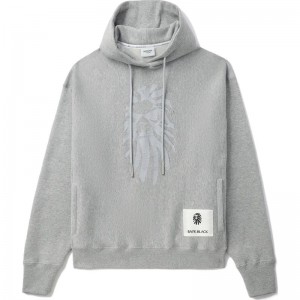 Men Bape Black Logo Hoodies Hoodie Grey USA | AN1907297