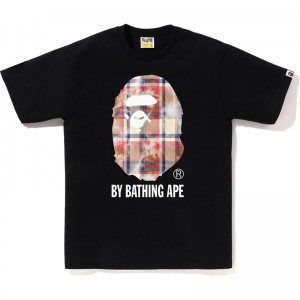 Men Bape Bleached Check By Bathing Ape Tee T Shirts Black USA | WK4364834