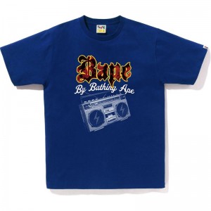 Men Bape Boombox Tee T Shirts Blue USA | XH5717277