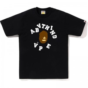 Men Bape Broken College Tee T Shirts Black USA | YU9669269