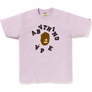 Men Bape Broken College Tee T Shirts Purple USA | BN2874084