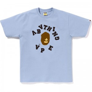 Men Bape Broken College Tee T Shirts Sax USA | RT9661661
