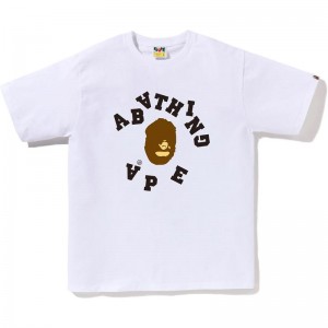 Men Bape Broken College Tee T Shirts White USA | ZW9122412