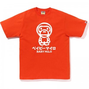 Men Bape Brush Baby Milo Tee T Shirts Orange USA | AM7055305
