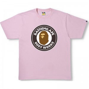 Men Bape Busy Works Tee T Shirts Pink USA | MP1711671