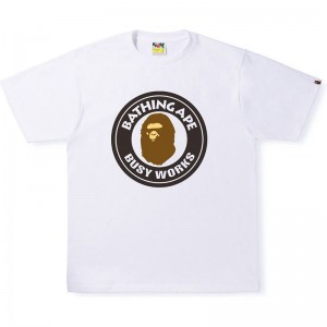 Men Bape Busy Works Tee T Shirts White USA | JG0410040
