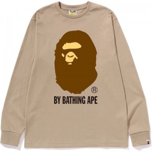 Men Bape By Bathing Ape L/S Tee T Shirts Beige USA | KC7262922