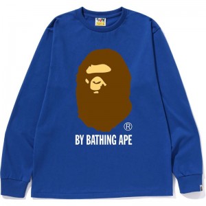 Men Bape By Bathing Ape L/S Tee T Shirts Blue USA | IX0337737