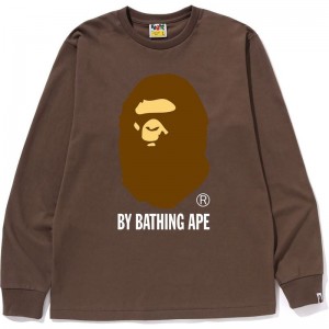 Men Bape By Bathing Ape L/S Tee T Shirts Brown USA | FH1592152