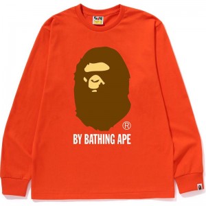 Men Bape By Bathing Ape L/S Tee T Shirts Orange USA | FJ1601161