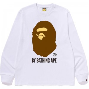 Men Bape By Bathing Ape L/S Tee T Shirts White USA | KI5237127