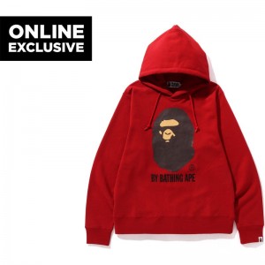 Men Bape By Bathing Ape Relaxed Pullover Hoodie Bapec Hoodie Red USA | IF3894184