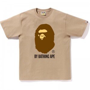 Men Bape By Bathing Ape Tee T Shirts Beige USA | KN0487347
