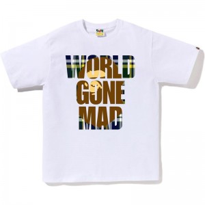 Men Bape Check Wgm Ape Head Overlap Tee T Shirts White USA | GV0698468