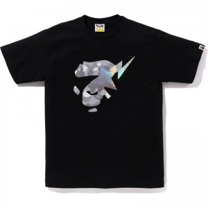Men Bape City Camo Ape Face Sta Tee T Shirts Black USA | XK0590250