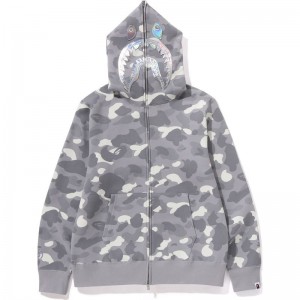 Men Bape City Camo Shark Full Zip Hoodie Hoodie Grey USA | ZX6733173