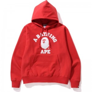 Men Bape Classic College Relaxed Fit Pullover Hoodie Hoodie Red USA | IT4311331