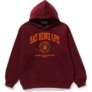 Men Bape College Graphic Pullover Hoodie Hoodie Burgundy USA | TF6019109