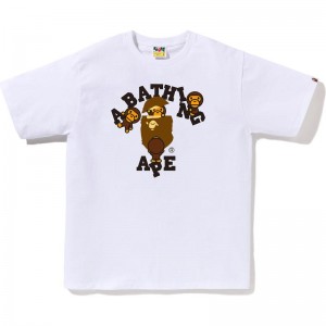 Men Bape College Milo Tee T Shirts White USA | WN7978498